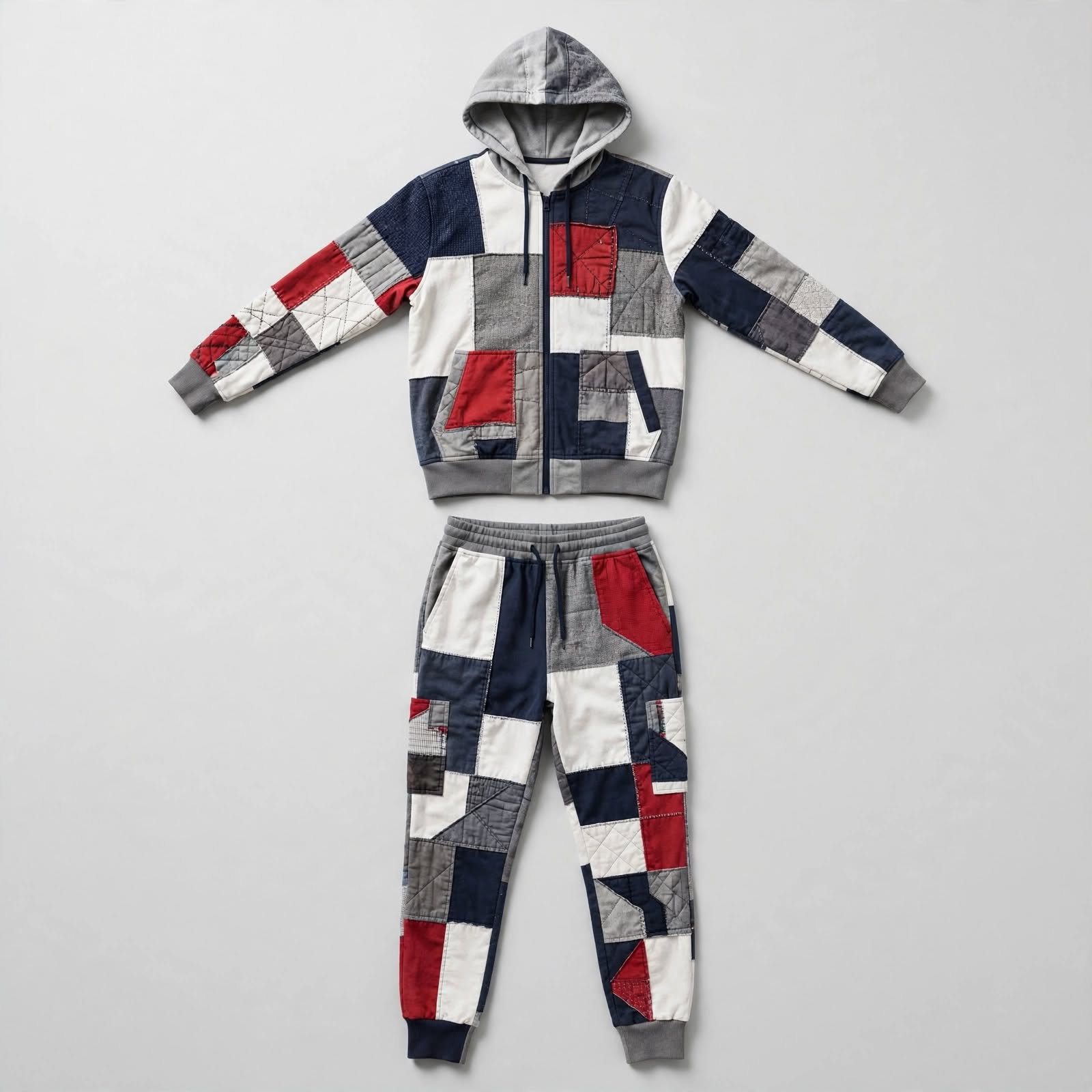 Custom Patchwork Tracksuit – Unique Multi-Panel Jogger Set